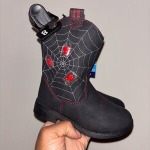 Kids light Up Black Spider Web Boots